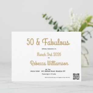 Minimal Fifty und Fabulous 50. Geburtstag Einladung