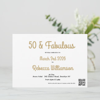 Minimal Fifty und Fabulous 50. Geburtstag Einladung
