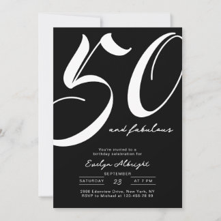 Minimal Fifty und Fabulous 50. Geburtstagsfeier Einladung