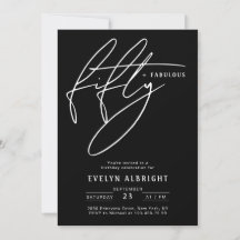 Minimal Fifty und Fabulous 50. Geburtstagsfeier