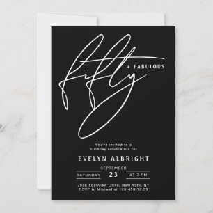 Minimal Fifty und Fabulous 50. Geburtstagsfeier Einladung