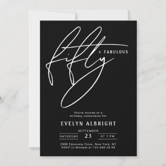 Minimal Fifty und Fabulous 50. Geburtstagsfeier Einladung