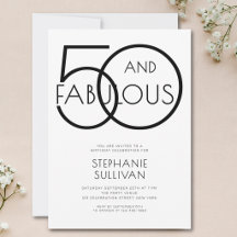 Minimal Fifty und Fabulous 50. Geburtstagsfeier