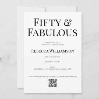 Minimal Fifty und Fabulous 50. Geburtstagsfeier Einladung