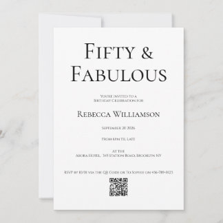 Minimal Fifty und Fabulous 50. Geburtstagsfeier Einladung