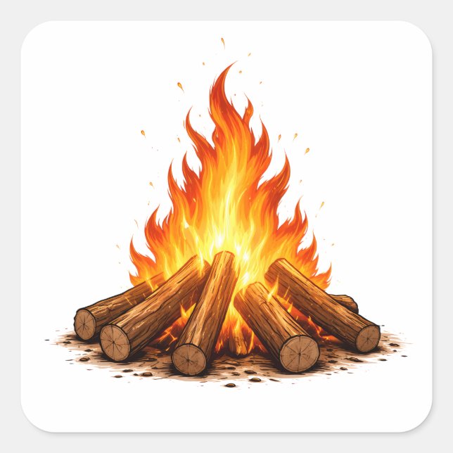 Minimal Fire Illustration  Quadratischer Aufkleber (Vorderseite)