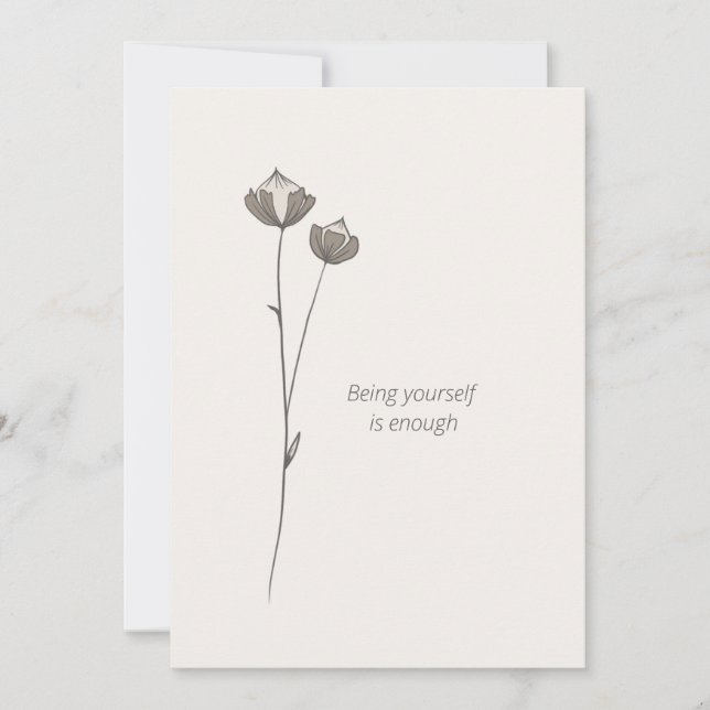 Minimal Flax Card -Being yourself is enough Einladung (Vorderseite)