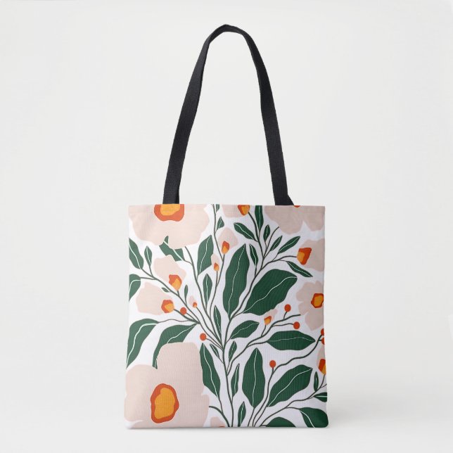 Minimal Floral Botanical Pattern Tote Bag (Vorderseite)