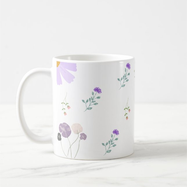 Minimal Floral Coffee White Mug  Kaffeetasse (Links)