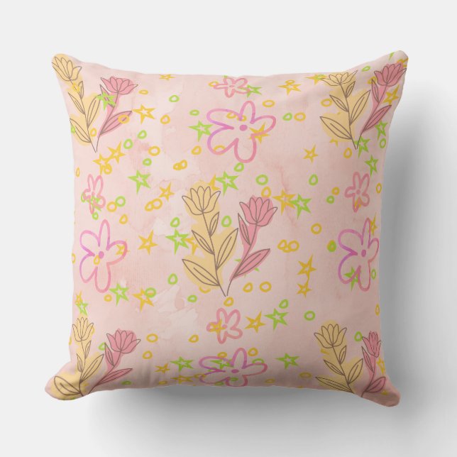 Minimal floral doodle pattern -pastel colour art  kissen (Vorderseite)