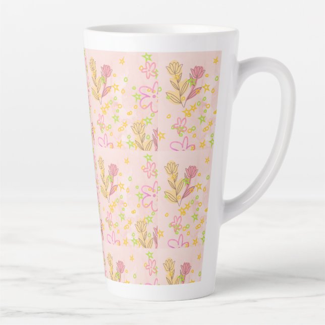Minimal floral doodle pattern -pastel colour art milchtasse (Rechts)