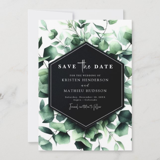 Minimal floral Eukalyptus Digital Wedding Save The Date (Vorderseite)