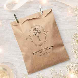 Minimal florale Logopapiertasche für Unternehmen Geschenktütchen