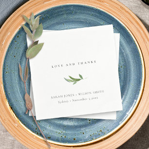 Minimal Foliage Greenerity Wedding Vielen Dank Serviette