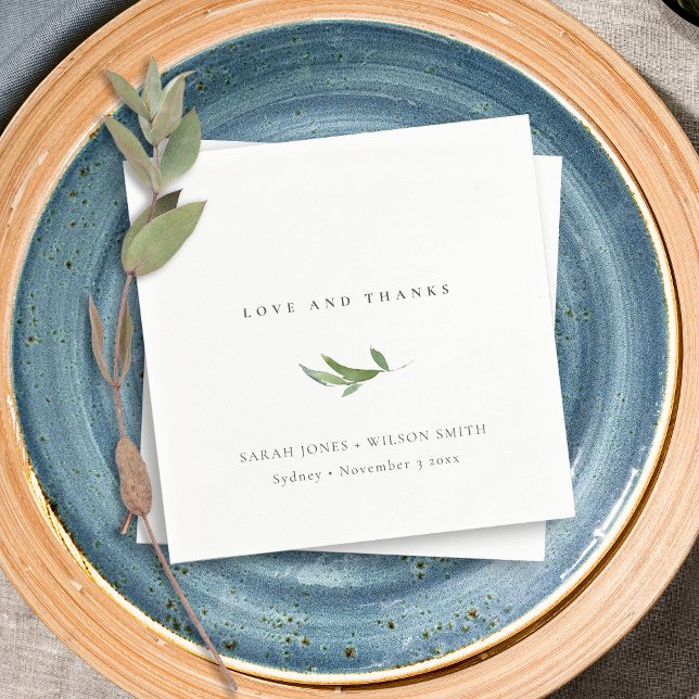 Minimal Foliage Greenerity Wedding Vielen Dank Serviette (Von Creator hochgeladen)