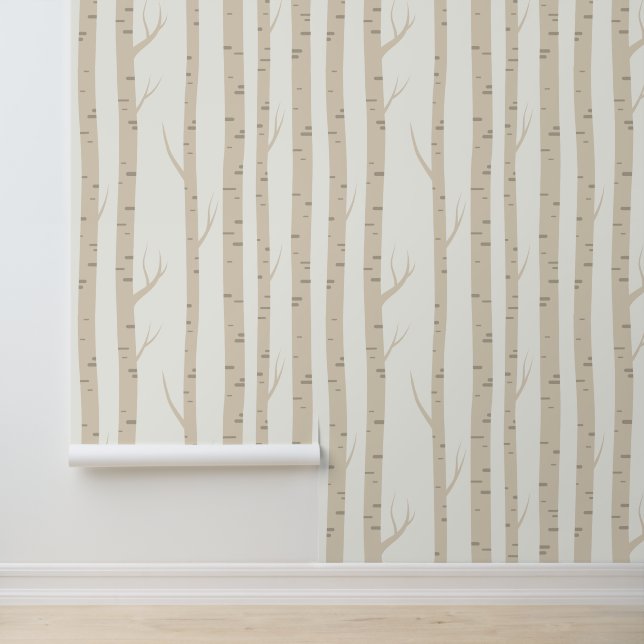 Minimal Forest Elm Tree - Peel & Stick Wallpaper Tapete (Anwendung)