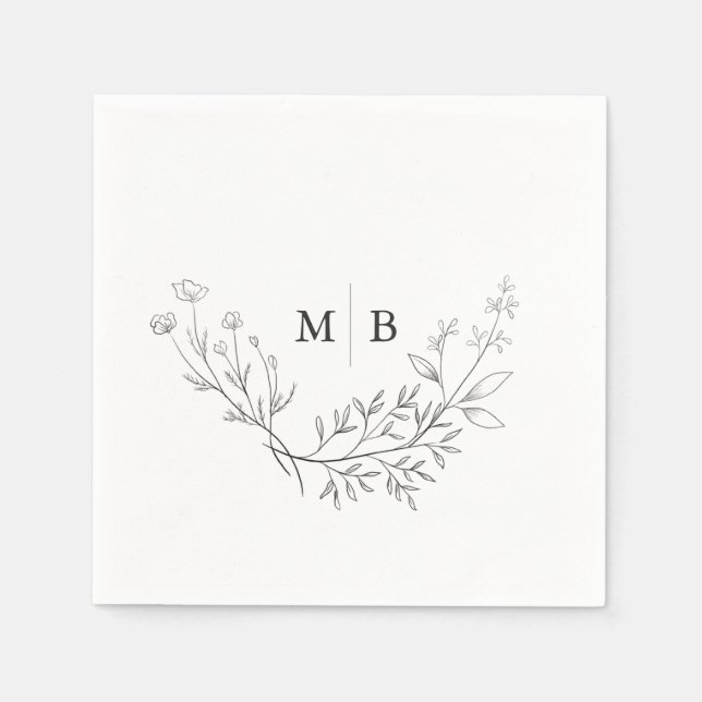 Minimal formale Monogram Wedding Napkins Serviette (Vorderseite)