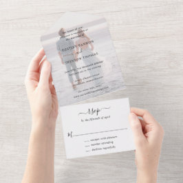 Minimal Foto Classic Elegante Hochzeit All In One Einladung
