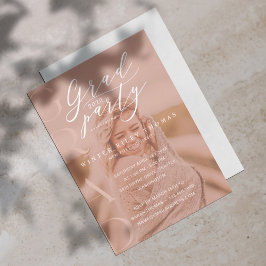 Minimal Foto Grad Party Moderne Kalligraphie Pink Einladung