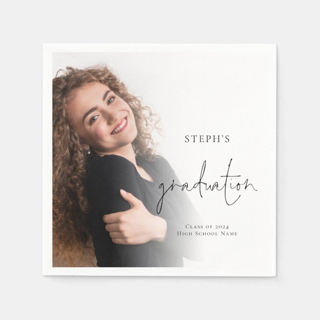 Minimal Foto Overlay Name 2024 Graduation Party Serviette (Vorderseite)