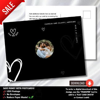 MINIMAL FOTO Save the Date - Schwarze Qualität Mod Postkarte
