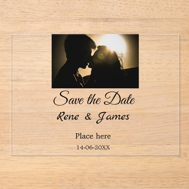 Minimal Foto Schwarz klassisch elegant gerettet Acryleinladungen (Vorderseite)