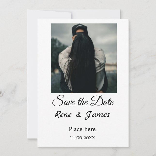 Minimal Foto Schwarz klassisch elegant gerettet Einladung (Vorderseite)