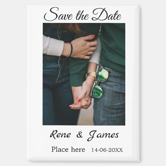 Minimal Foto Schwarz klassisch elegant gerettet Magnet (Vorderseite)