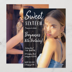Minimal Foto Trendy Chic Sweet 16 Party Invitati Einladung