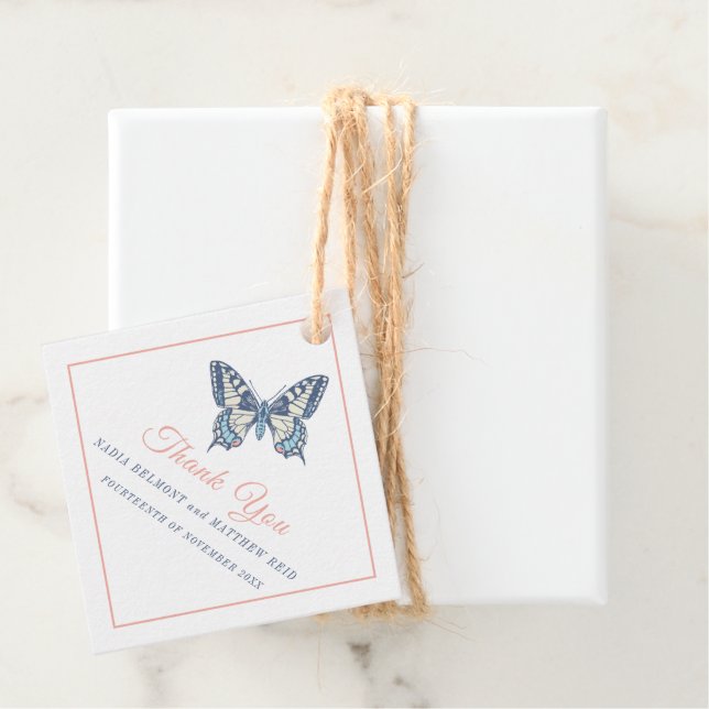 Minimal Frack Korallenblauen Hochzeit danke Geschenkanhänger (Beispiel)