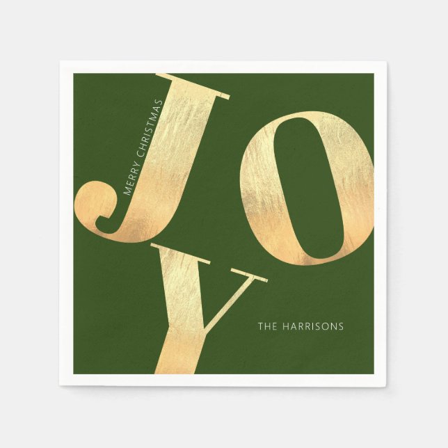 Minimal frohe Weihnachten Imitate Gold Foil Joy Ho Serviette (Vorderseite)