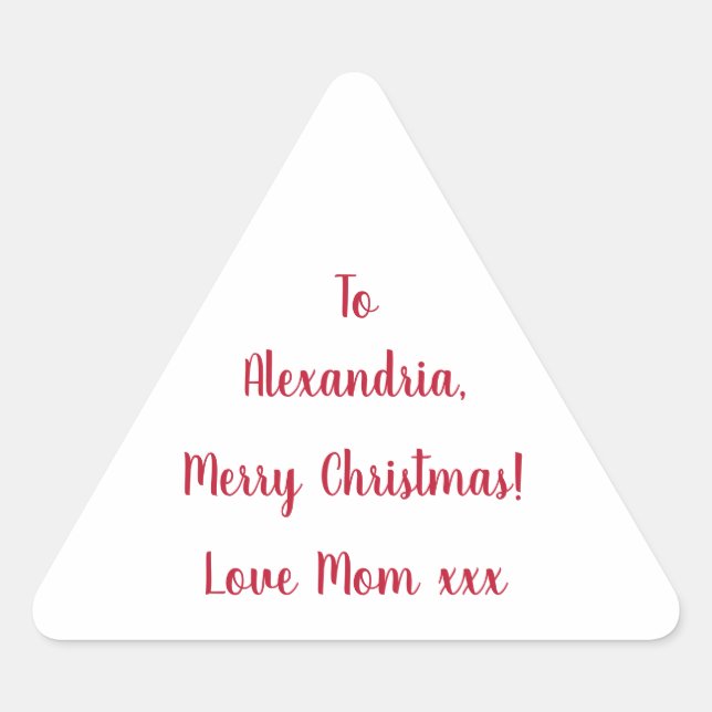 Minimal frohe Weihnachten von Mama Rot und Weiß Dreieckiger Aufkleber (Vorderseite)