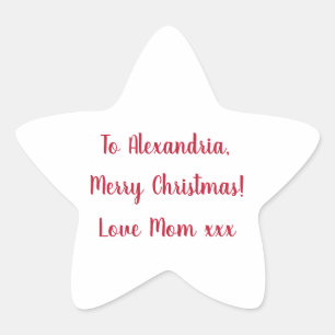Minimal frohe Weihnachten von Mama Rot und Weiß Stern-Aufkleber