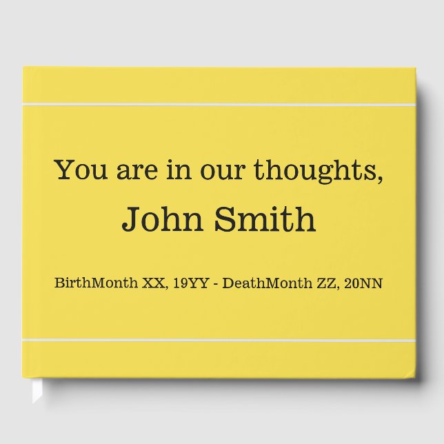 Minimal & fröhlich Begräbnisbuch Gästebuch (Vorderseite)