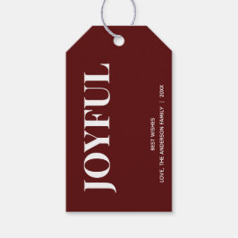 Minimal FRÖHLICH | Deep Red Holiday Geschenkanhänger