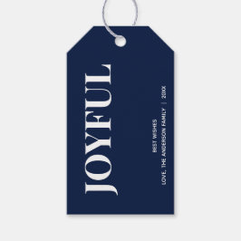 Minimal FRÖHLICH | Marineblaues Weihnachten Geschenkanhänger