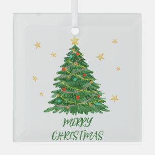 Minimal Fun Wasserfarben Tree Ornament Aus Glas