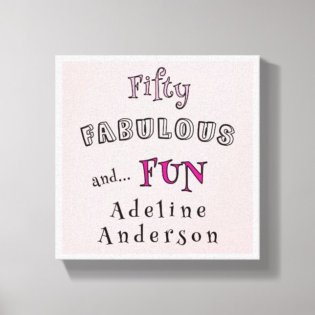 Minimal Fünfzig Fabelhafte Pinke Typografie 50. Ge Leinwanddruck (Vorderseite)