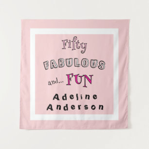 Minimal Fünfzig Fabelhafte Pinke Typografie 50. Ge Wandteppich