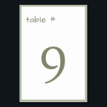 Minimal für Lässige Handschrift bei Dusty Green Tischnummer<br><div class="desc">Dusty Green Lässig Handwriting Minimale Tischnummer</div>