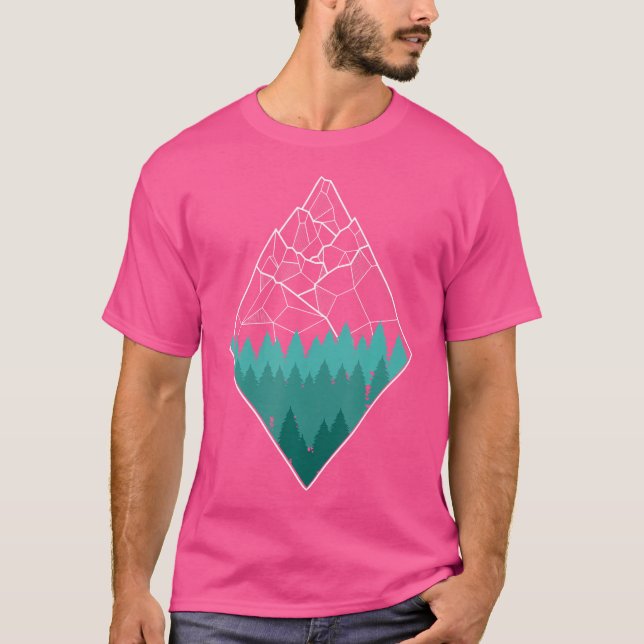 Minimal Gebirge Geometrie Außenwelt Wandern T-Shirt (Vorderseite)