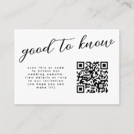 Minimal Geblüht Kalligrafie-Hochzeitwebsite QR Begleitkarte