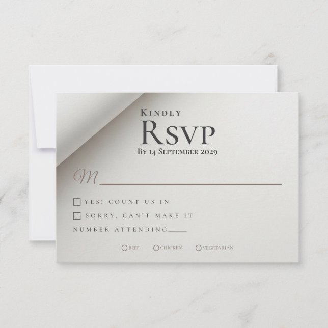 Minimal geklappte Schattenmodekarte - Moderne Hoch RSVP Karte (Vorderseite)