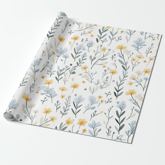 Minimal Gentle Colorful Garden Wildblumen Kinderzi Geschenkpapier (Ungerollt)