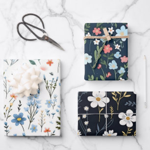 Minimal Gentle Colorful Garden Wildblumen Kinderzi Geschenkpapier Set