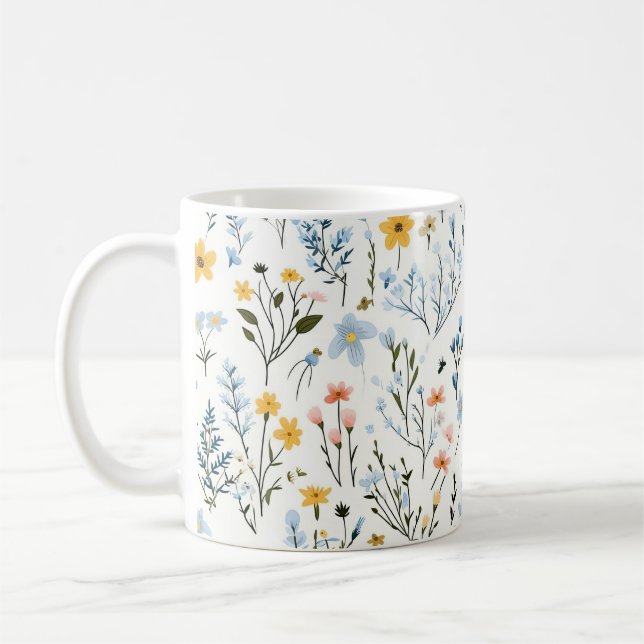 Minimal Gentle Colorful Garden Wildblumen Kinderzi Kaffeetasse (Links)