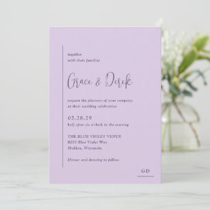 Minimal Geometric Lavender Modern Wedding Einladung
