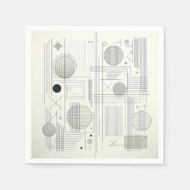 Minimal Geometric Line Art Serviette