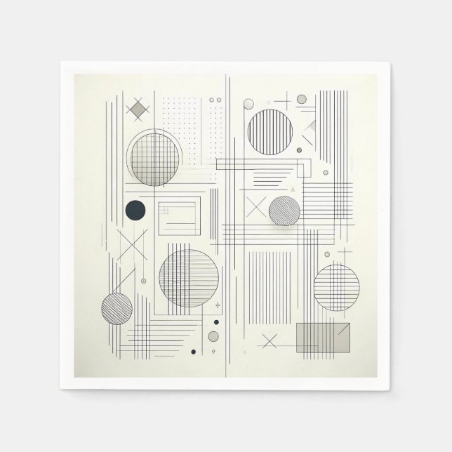 Minimal Geometric Line Art Serviette (Vorderseite)