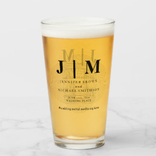 Minimal Geometric Schwarz-weiß Simple Wedding Glas